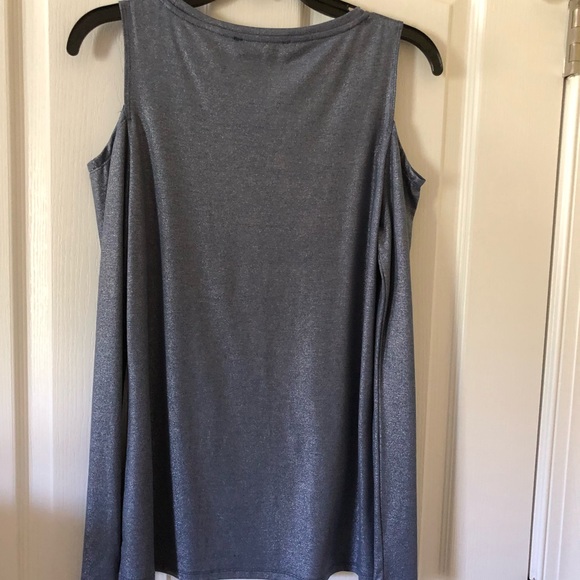 Ivanka Trump Castles Blue Cold Shoulder Top - Picture 4 of 5